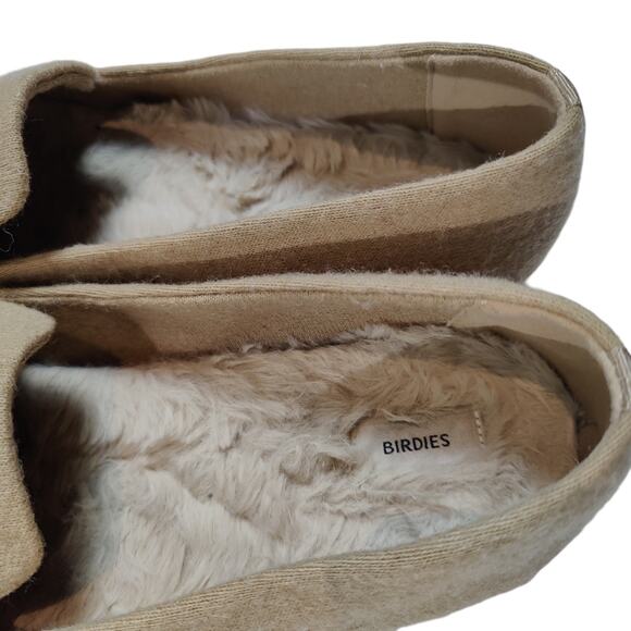 Birdies Womens Sz 12 Starling Oatmeal Wool Faux Fur Lined Loafers Slip On Flats - Picture 6 of 11